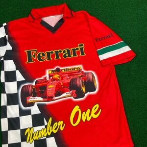 Vintage Forumla One Ferrari Polo Shirt Mens L Red Jersey Racing F1 Logo 90s Tee